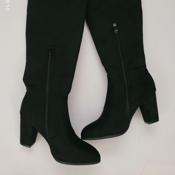 High Black Boots Over the Knee Fabric 25" High Size 7.5 NEW - Picture 4 of 11